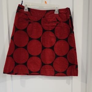 Boden Red and Black Circle Pattern Skirt